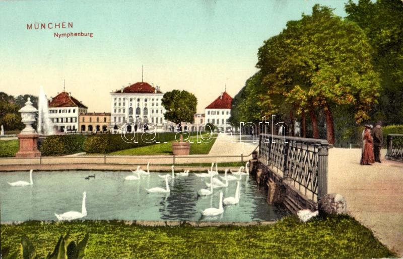 München, Munich; Nymphenburg / palace, park, swans