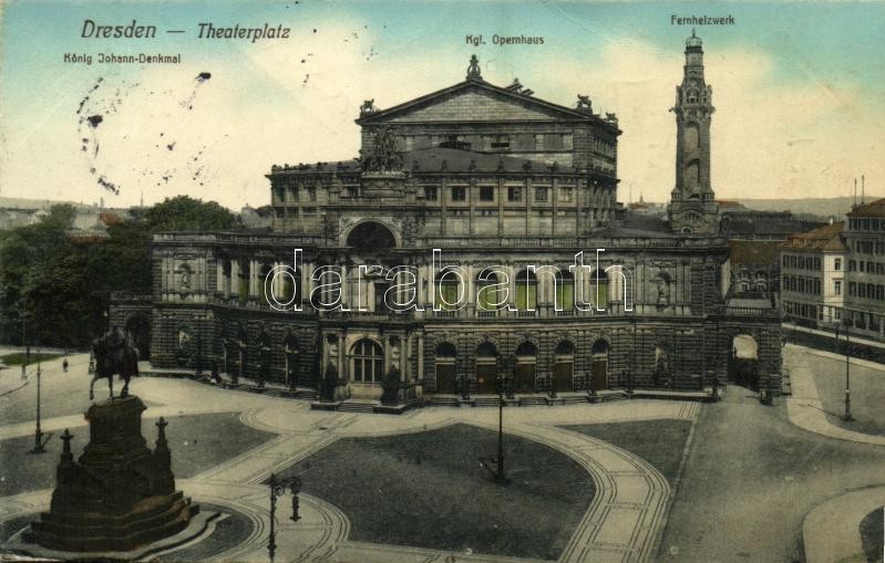 1913 Dresden, Theaterplatz, König Johann-Denkmal, Kgl. Opernhaus, Fernheizwerk / square, monument, opera house, heating plant