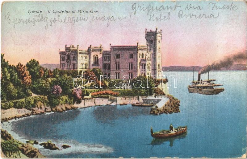 1928 Trieste, Trieszt, Trst; Il Castello di Miramare / castle (worn corners)