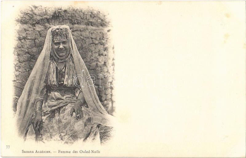 Sahara Algérien, Femme des Ouled-Nails / Ouled Nail woman, Algerian folklore, Algériai folklór, Ouled Nail nő