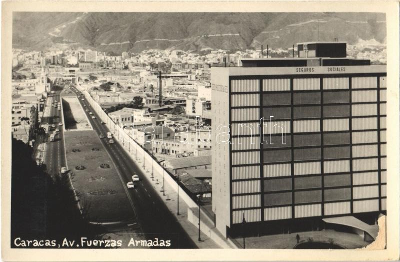 Caracas, Av. Fuerzas Armadas, Seguros Sociales / street, social insurance building, photo