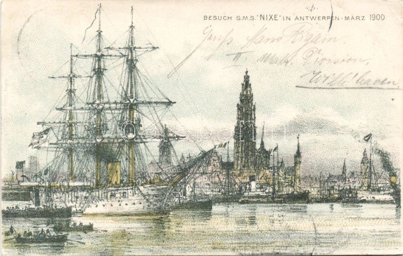 1900 Antwerpen, S.M.S. Nixe litho