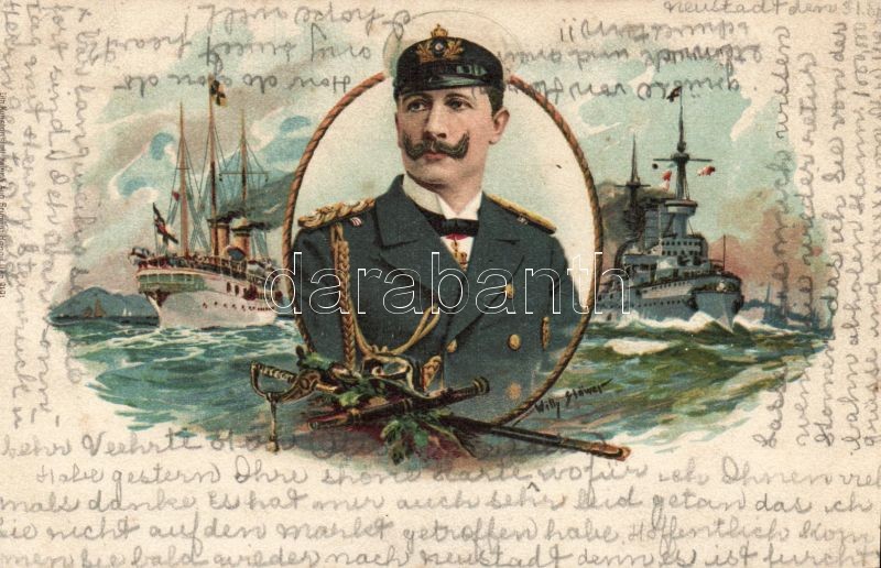 Wilhelm II, war ships litho s: Willy Stöwer