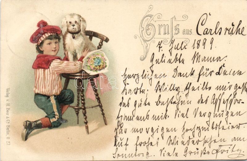 1899 Dog, child, litho