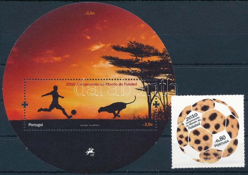 Futball Világbajnokság, Dél-Afrika öntapadós bélyeg + blokkk, Football World Cup, South Africa self-adhesive stamp + block