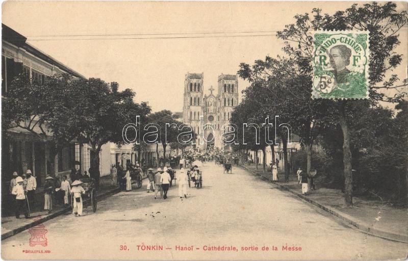 Hanoi (Tonkin), Cathédrale, sortie de la Messe / Cathedral, TCV card