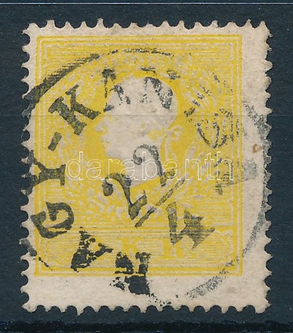 2kr sulphur yellow, strongly shifted perforation 