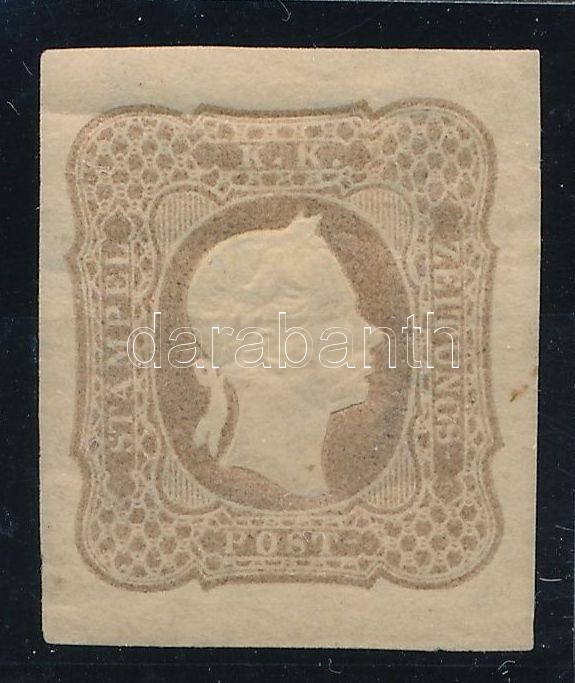 Hírlapbélyeg lilásbarna újnyomat 1884 vízjellel Certificate: Strakosch, Newspaper stamp  lilac brown reprint with watermark. Certificate: Strakosch