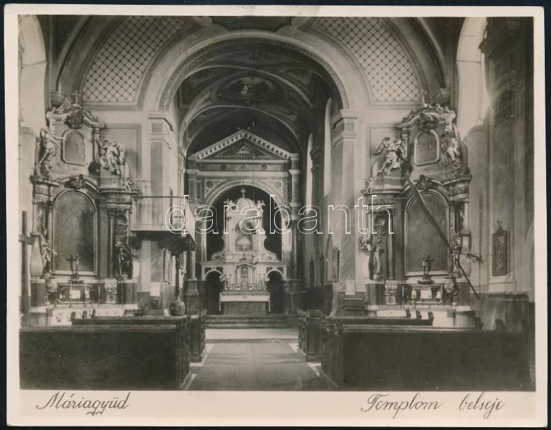 1929 Máriagyüd, templombelső, 14x18,2 cm
