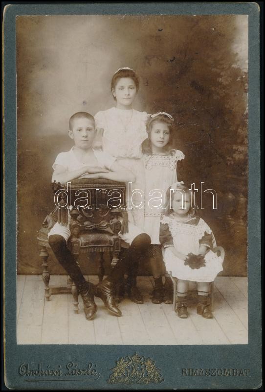 cca 1918 Rimaszombat, Andrássi László fényképész műtermében készült, kabinetfotó méretű vintage fotó,16,5x10,9 cm