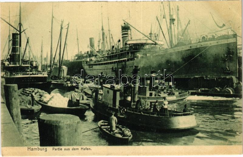 Hamburg, Partie aus dem Hafen / harbor, port, steamships, boats. Knackstedt & Näther Lichtdruckerei. 