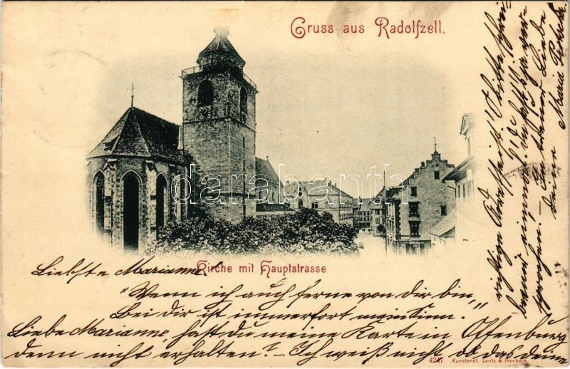 1897 (Vorläufer!) Radolfzell am Bodensee, Kirche mit Hauptstrasse / church, main street. Kunstanst. Lautz & Isenbeck 4247.