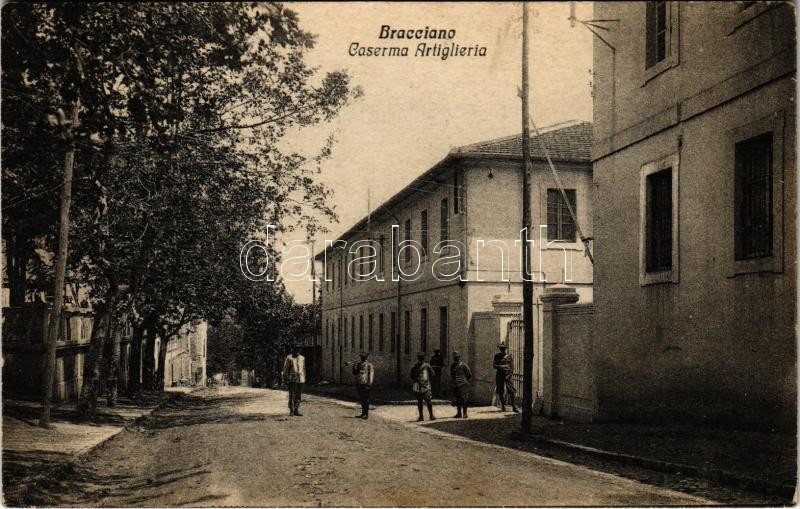 1939 Bracciano, Caserma Artiglieria / Italian military artillery barracks, soldiers. Ed. Bianchini Guido