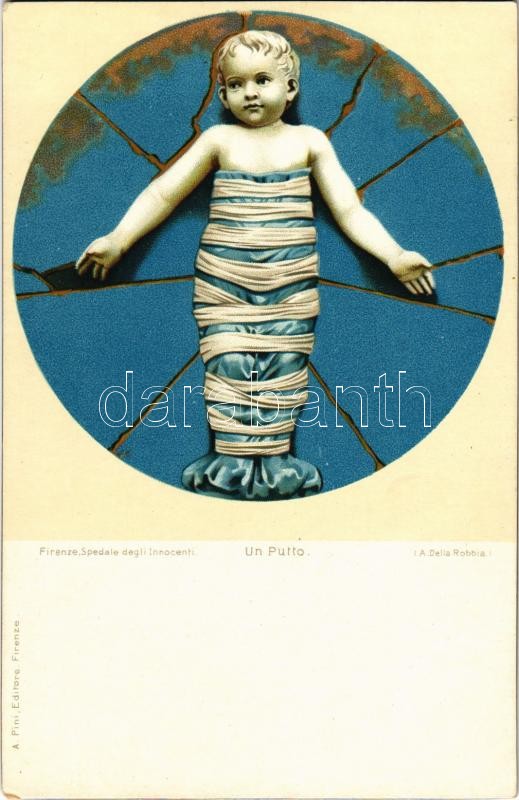 Firenze, Un Putto. Spedale degli innocenti. A. Pini Editore. Stab. Cromolit. Meissner & Buch litho s: A. Della Robbia