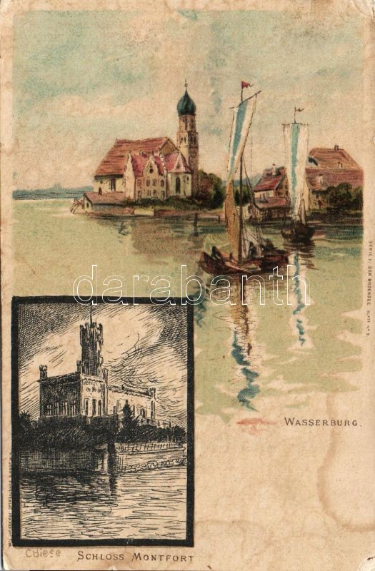 Wasserburg, Schloss Montfort, litho s: C. Biese