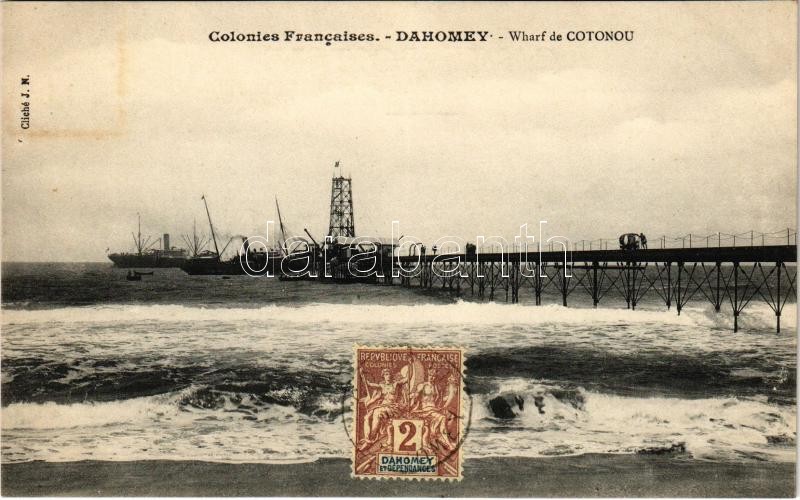 Cotonou, Wharf / steamships, pier, waves
