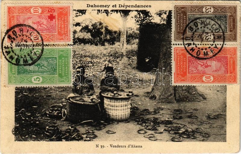 Dahomey, Vendeurs d'Akassa / street sellers, vendors, African folklore. TCV card (EK)