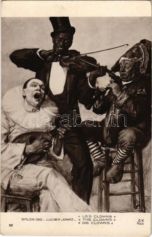 A bohócok. A. Noyer Paris. Salon 1910. s: Lucien Jonas, Les Clowns / The Clowns. A. Noyer Paris. Salon 1910. s: Lucien Jonas