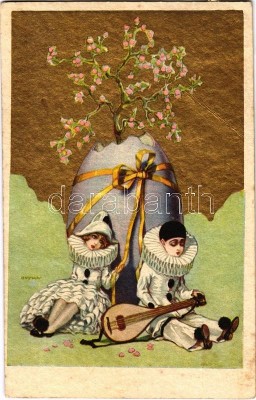 Clowns. Italian art postcard. Degami 1030. artist signed, Bohócok. Olasz művészi képeslap. Degami 1030. artist signed