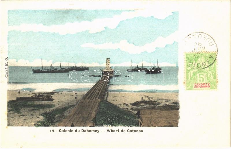 Cotonou, Wharf / pier, steamships, coast