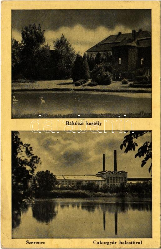 1944 Szerencs, Rákóczi kastély, Cukorgyár halastóval (EK)