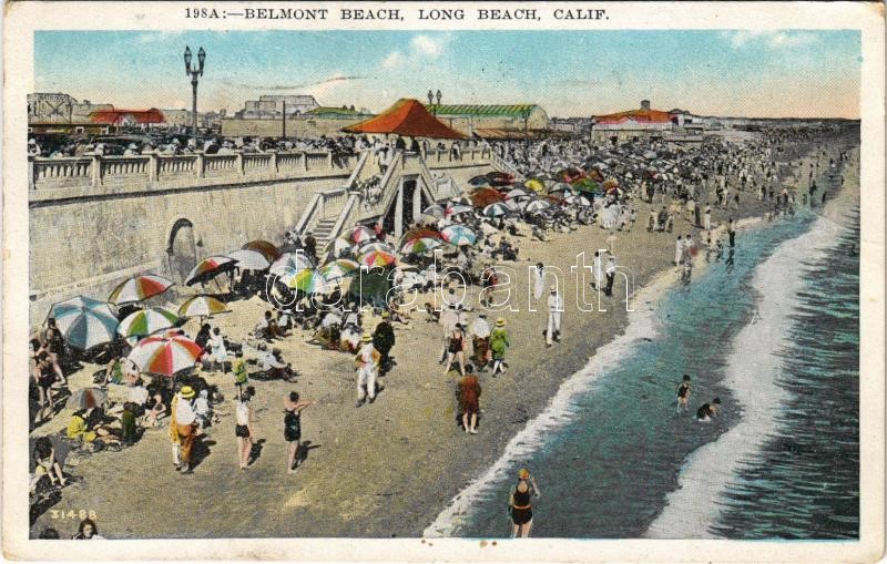 1930 Long Beach (California), Belmont Beach, bathers