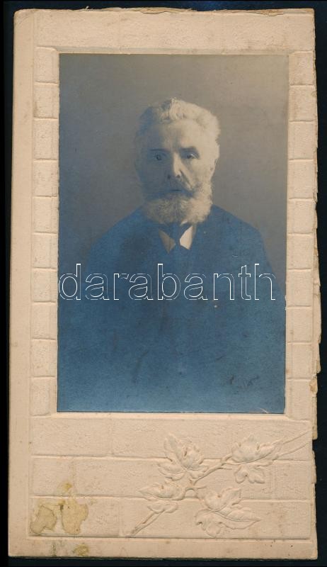 cca 1890 Jelzés nélküli, keményhátú, vintage fotó, dombornyomott kartonon, 21,3x11,6 cm