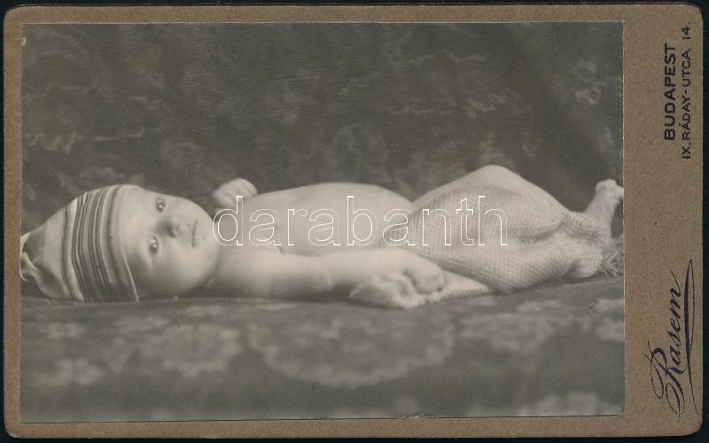cca 1905 Budapest, Rasem fényképész műtermében készült, keményhátú vintage fotó, 6,5x10,4 cm