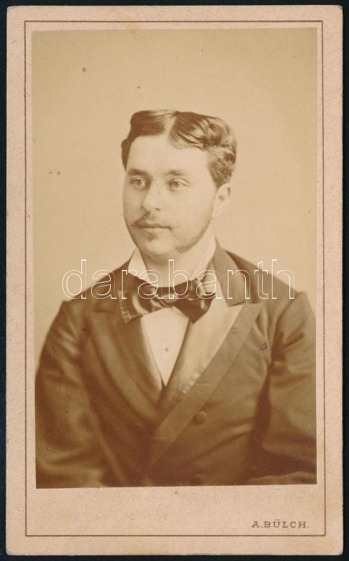 cca 1871 Pest, Bülch Ágoston királyi udvari fényképiró műtermében készült, keményhátú vintage fotó, 10,5x6,4 cm