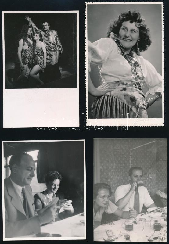 cca 1940 Kolozsvár feliratú, nyomdai fényképtartó tasakban 10 db vintage fotó színészekről, 11,2x7,9 cm és 8,7x14 cm között