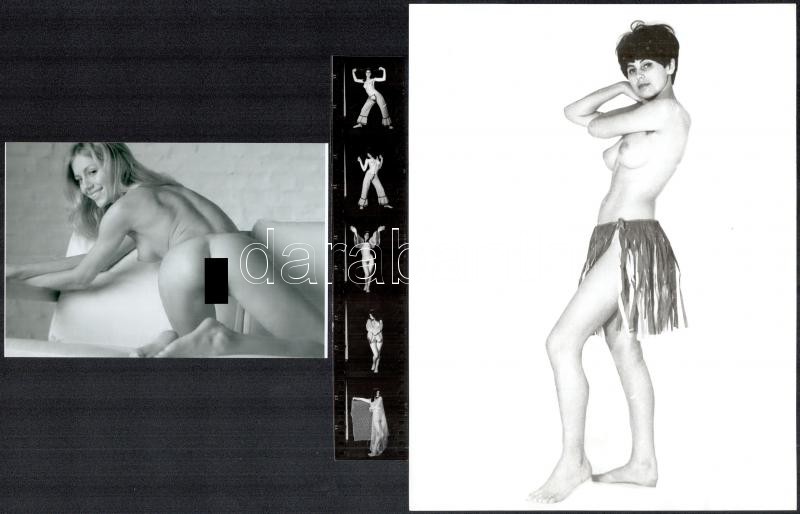 Szolidan erotikus fényképek, 7 db vintage fotó és/vagy mai nagyítás, 24x36 mm és 18x24 cm között