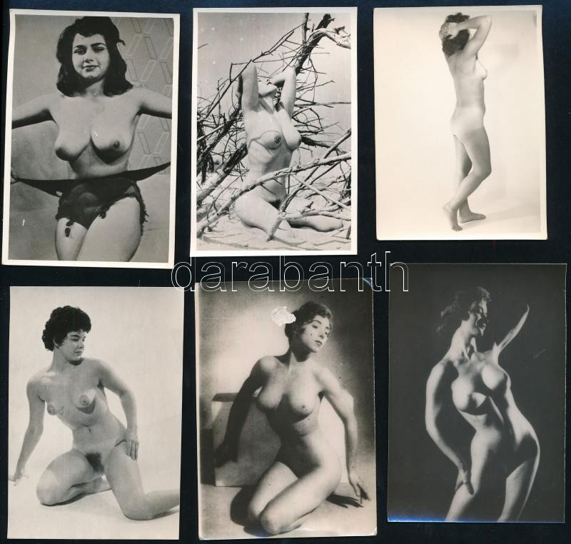cca 1965 Fekete György (1904-1990) budapesti fényképész hagyatékából 13 db szolidan erotikus fénykép, 6x9 cm vagy ehhez közeli méretekben