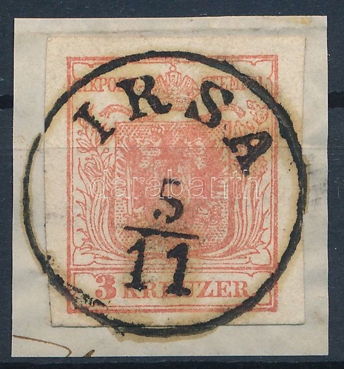 3kr MP I tomato red, on cutting, Gravurtype 2-2 