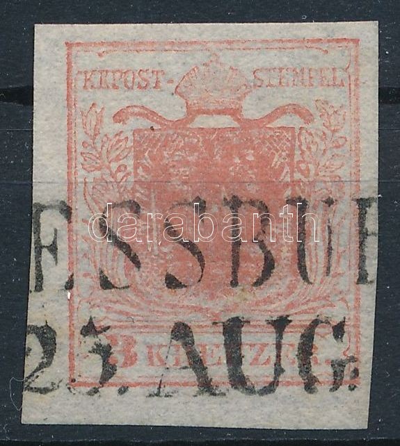 3kr HP Ia3 rose with highlighted middle part, on 0,07 mm paper 