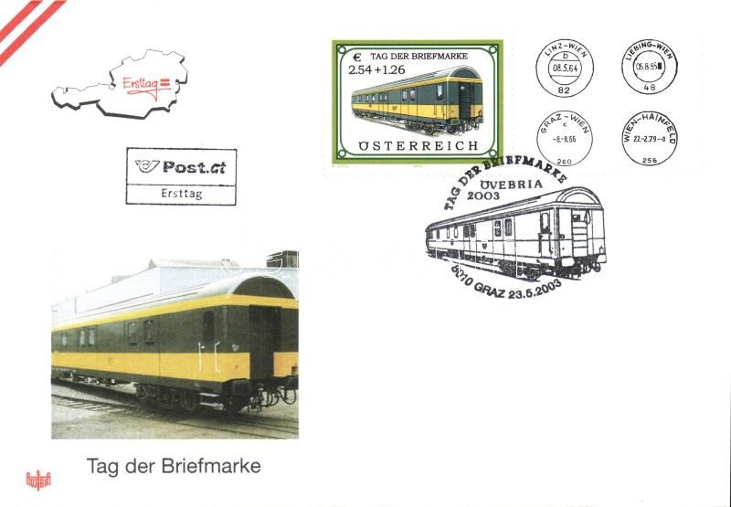 Bélyegnap, postavonat FDC, Day of stamps, post train FDC, Tag der Briefmarke, Postzug FDC