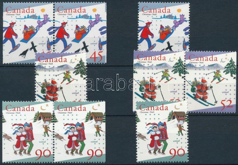 Karácsony bélyegfüzetből párok + sor, Christmas pairs from stamp-booklet + set