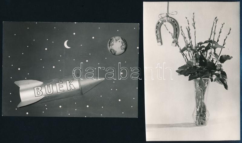 cca 1964 Dr. Csörgeő Tibor (1896-1968) budapesti fotóművész hagyatékából, 4 db vintage fotó, kettő pecséttel jelzett, képeslap tervek, 10x14,5 cm