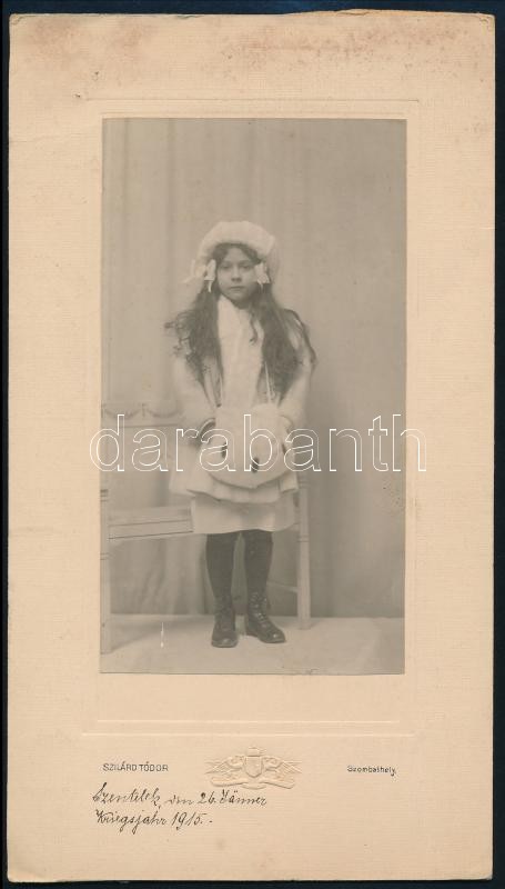 1915 Szombathely, Szilárd Tódor művészi fényképező elsőrendű műtermében készült, keményhátú vintage fotó, 23x12,8 cm