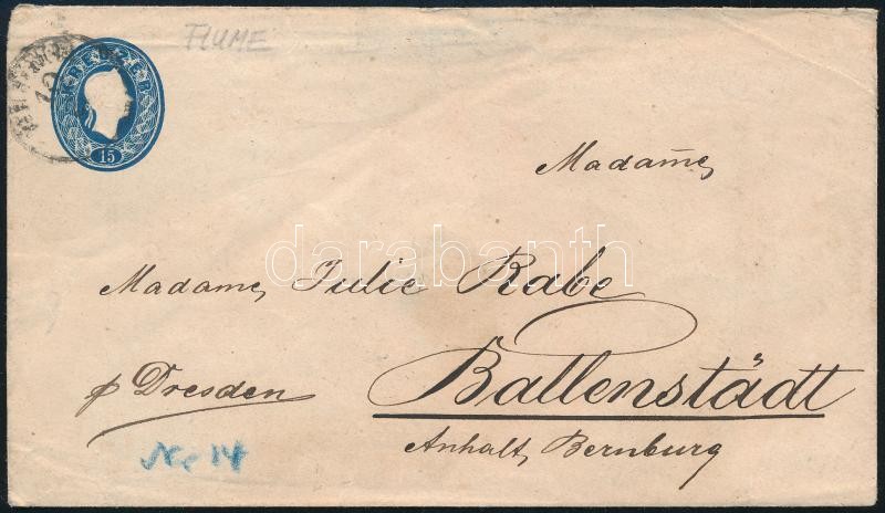 ~1862 15kr díjjegyes levél külföldre küldve 