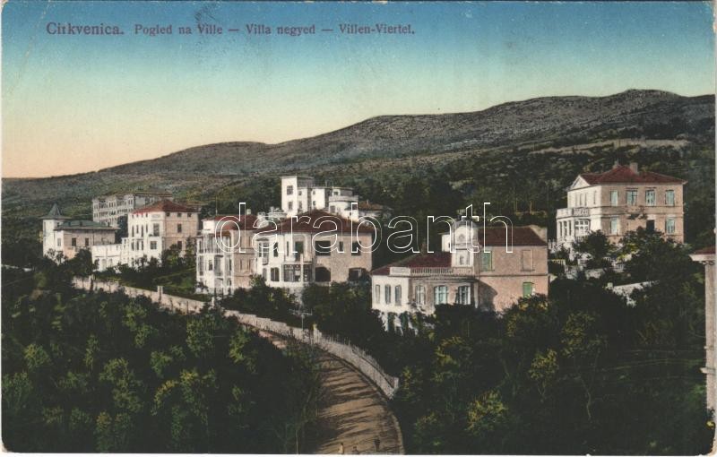 Crikvenica, Cirkvenica; Pogled na Ville / Villa negyed / Villen-Viertel / villas