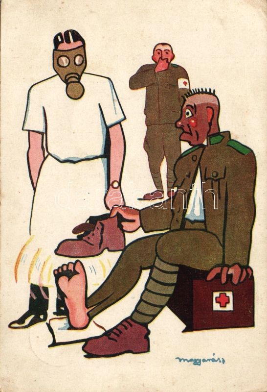 Hungarian humorous military card s: Magyarász 'vissza' So. Stpl, Magyar humoros katonai lap s: Magyarász 'vissza' So. Stpl