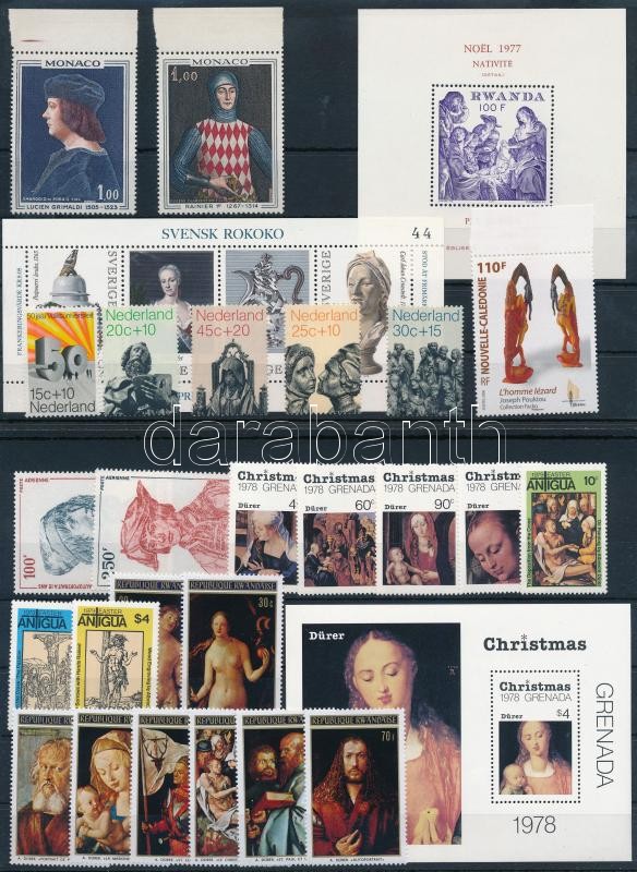 Művészet, festmény motívum tétel 5 stecklapon: 7 db blokk és 45 db bélyeg, 7 blocks + 45 different stamps