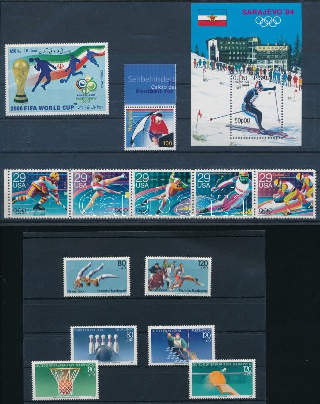 Sport, olimpia motívum tétel 4 stecklapon: 5 db blokk és 32 db bélyeg, 5 blocks, 32 stamps