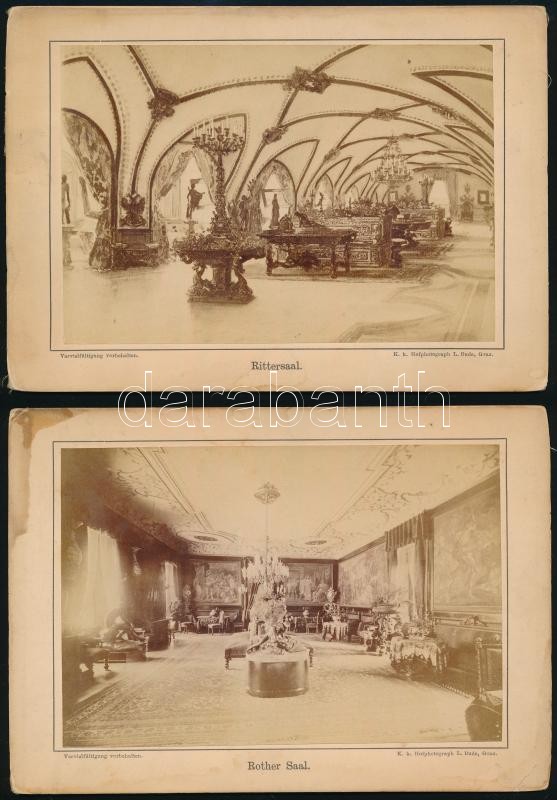 cca 1890 Graz, L. Bude fényképész 2 db vintage fotója kasírozva, feliratozva, 10,3x15,1 cm, karton 13,2x18,8 cm