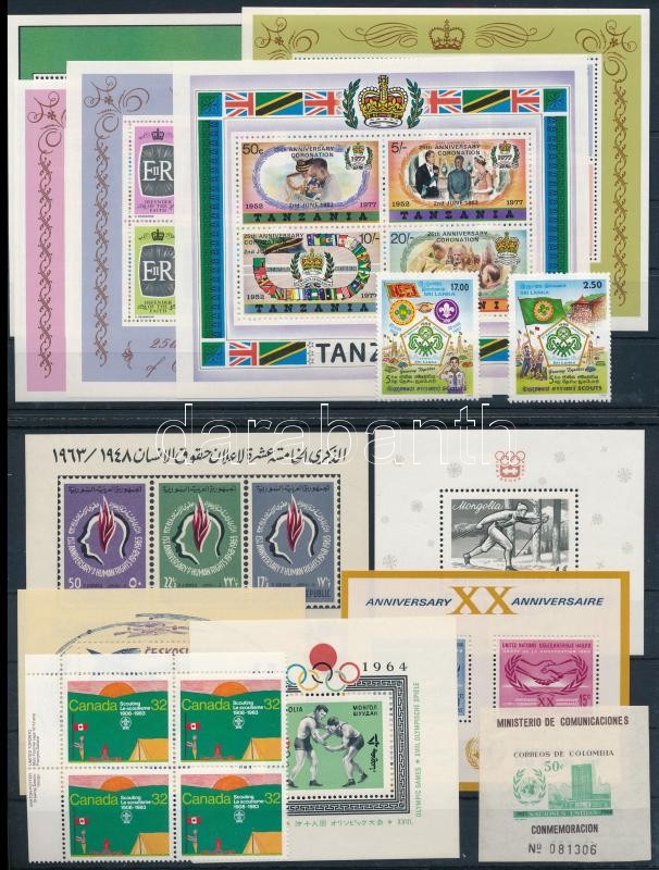 11 stamps + 11 blocks, Vegyes külföldi bélyegek 3 stecklapon: 11 db bélyeg és 11 klf blokk, közte jó motívumok