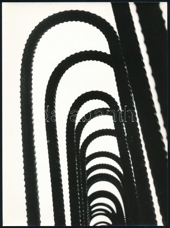 cca 1977 Nervetti Károly székesfehérvári fotóművész feliratozott vintage fotóművészeti alkotása (Betonvasak), 24x18 cm