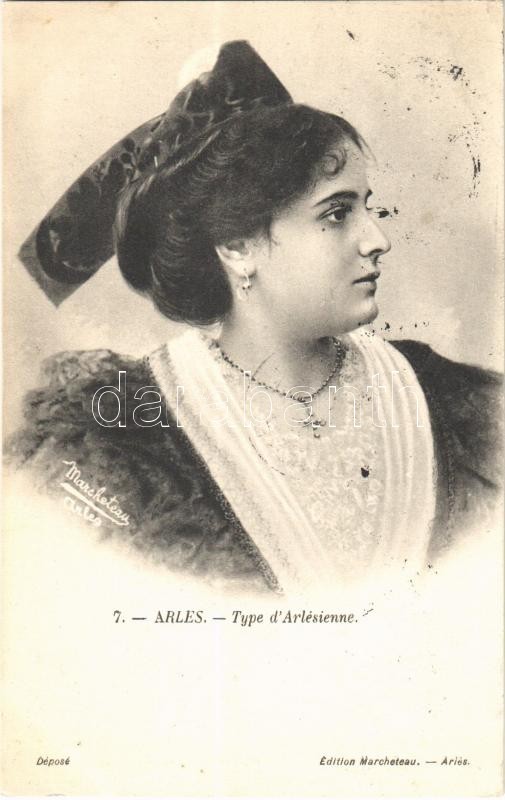 1907 Arles. Type d'Arlesienne / French folklore, lady from Arles, Francia folklór, arlesi hölgy