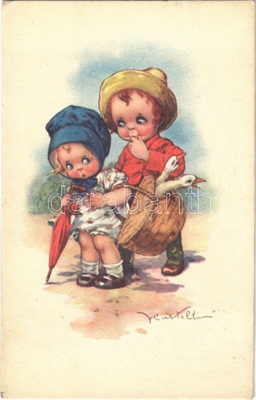 1927 Children art postcard. Anna &amp; Gasparini 432-2. s: Castelli, 1927 Gyermek művészlap. Anna &amp; Gasparini 432-2. s: Castelli