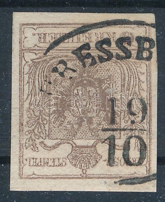 1850 6kr MP with plate flaw, 1850 6kr MP üreges nyomat "PRESSB(URG)"