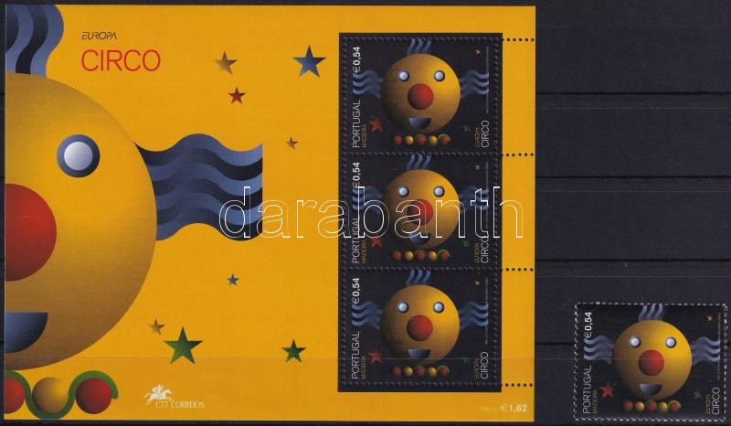 Europa CEPT Circus stamp + block, Europa CEPT Cirkusz bélyeg + blokk